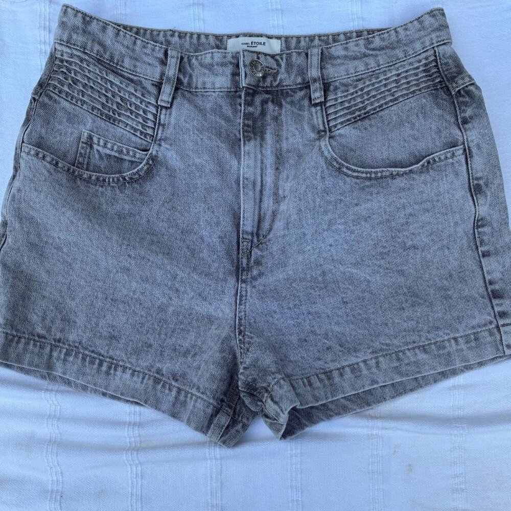Grey denim isabel marant high waisted shorts